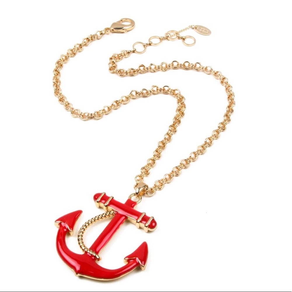 Beautiful Enamel Anchor Necklace